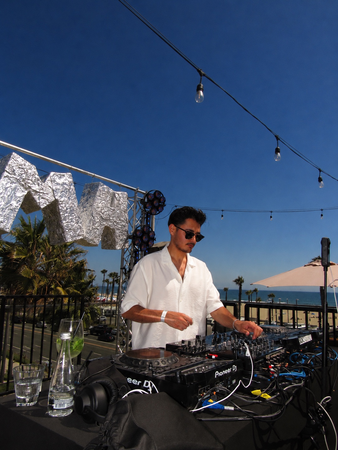 Panos DJing by the beach in Los Angeles